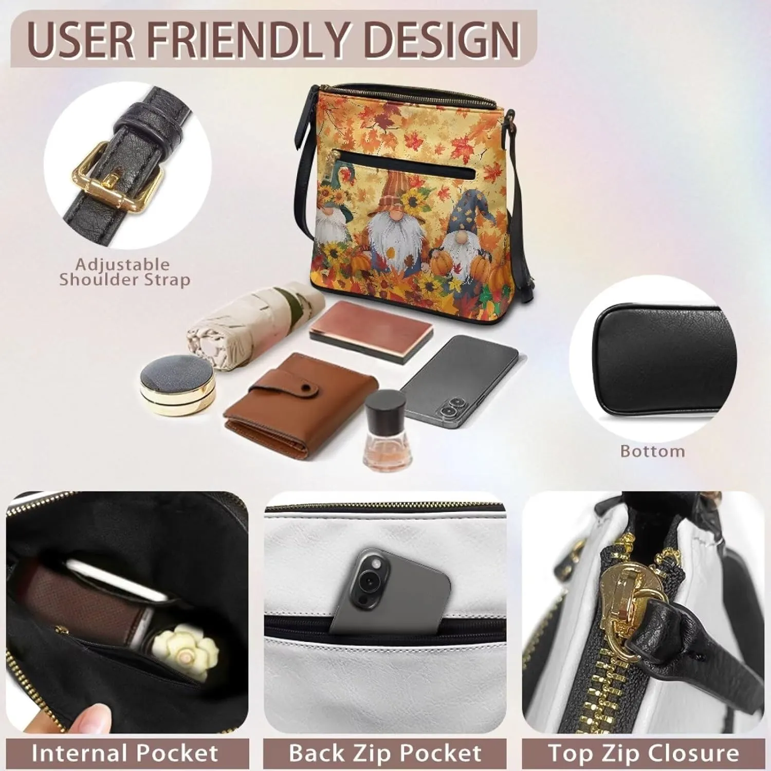 HUGS IDEA Crossbody Purse for Women,Lightweight Crossbody Bag Soft Leather Women's Shoulder Handbags