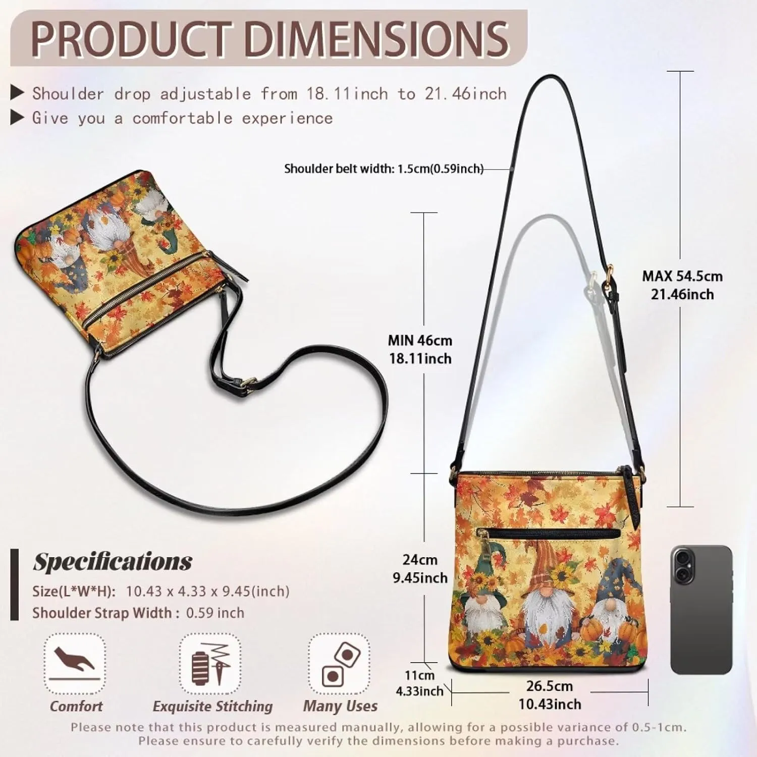 HUGS IDEA Crossbody Purse for Women,Lightweight Crossbody Bag Soft Leather Women's Shoulder Handbags