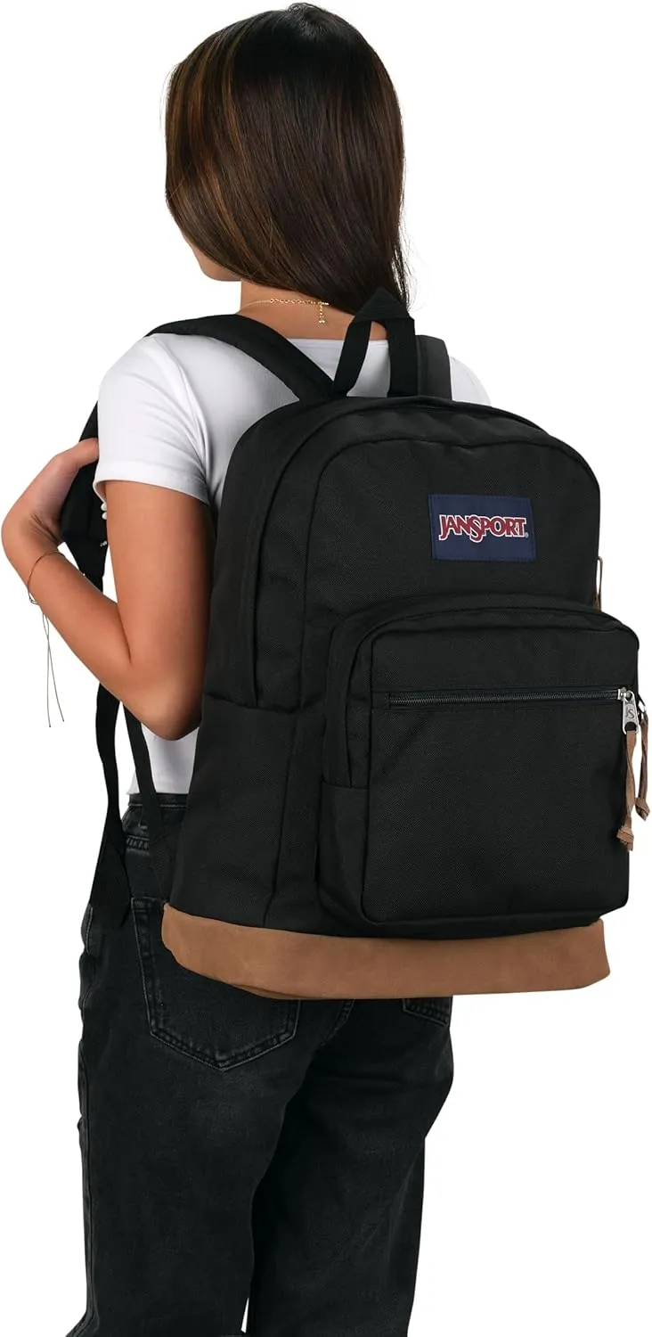 JanSport Right Pack Backpack - Durable Daypack with Padded 15" Laptop Sleeve, Spacious Main Compartment & Integrated Water Bottle Pocket - Black
