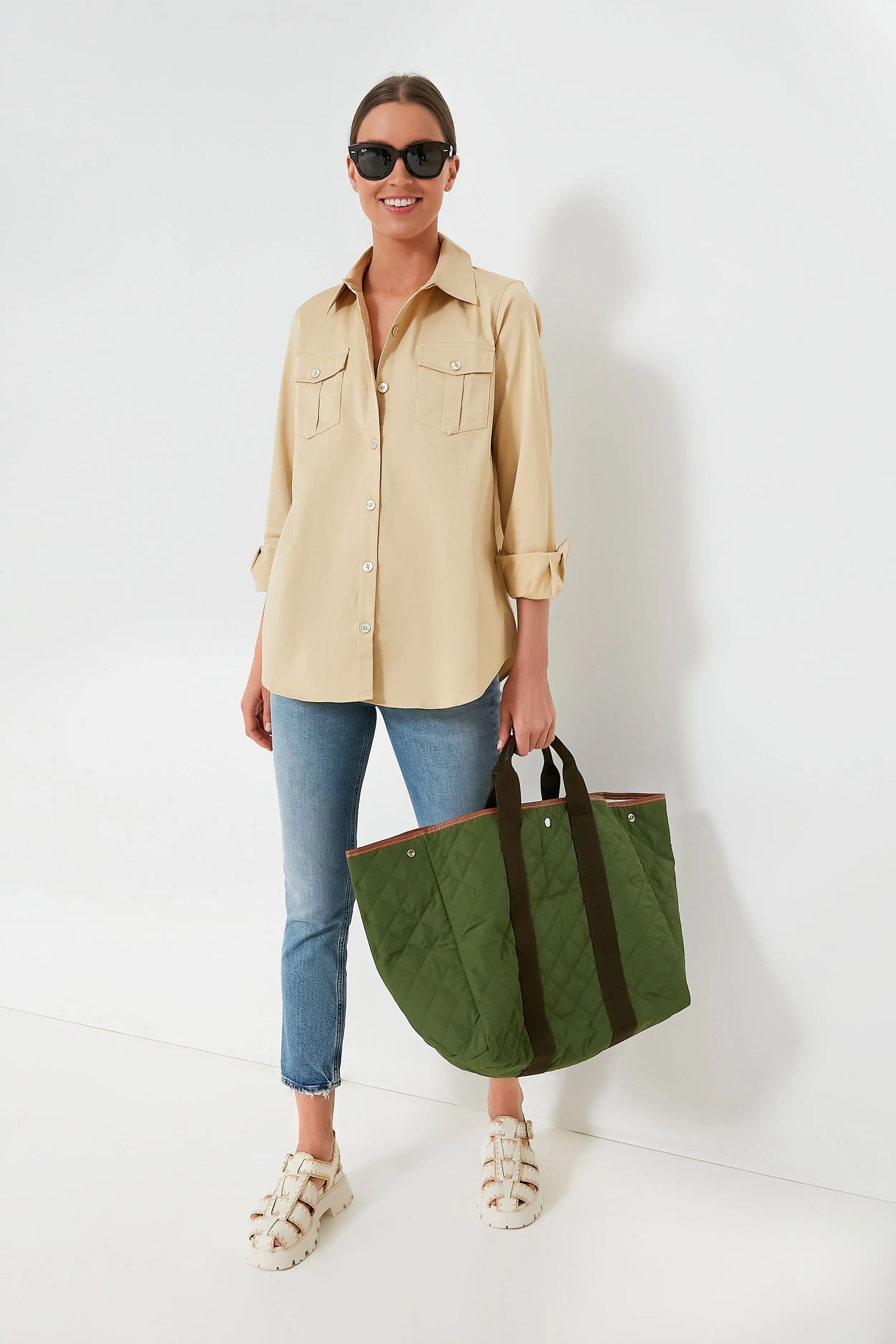 Kaki Traversee L Quilted Tote