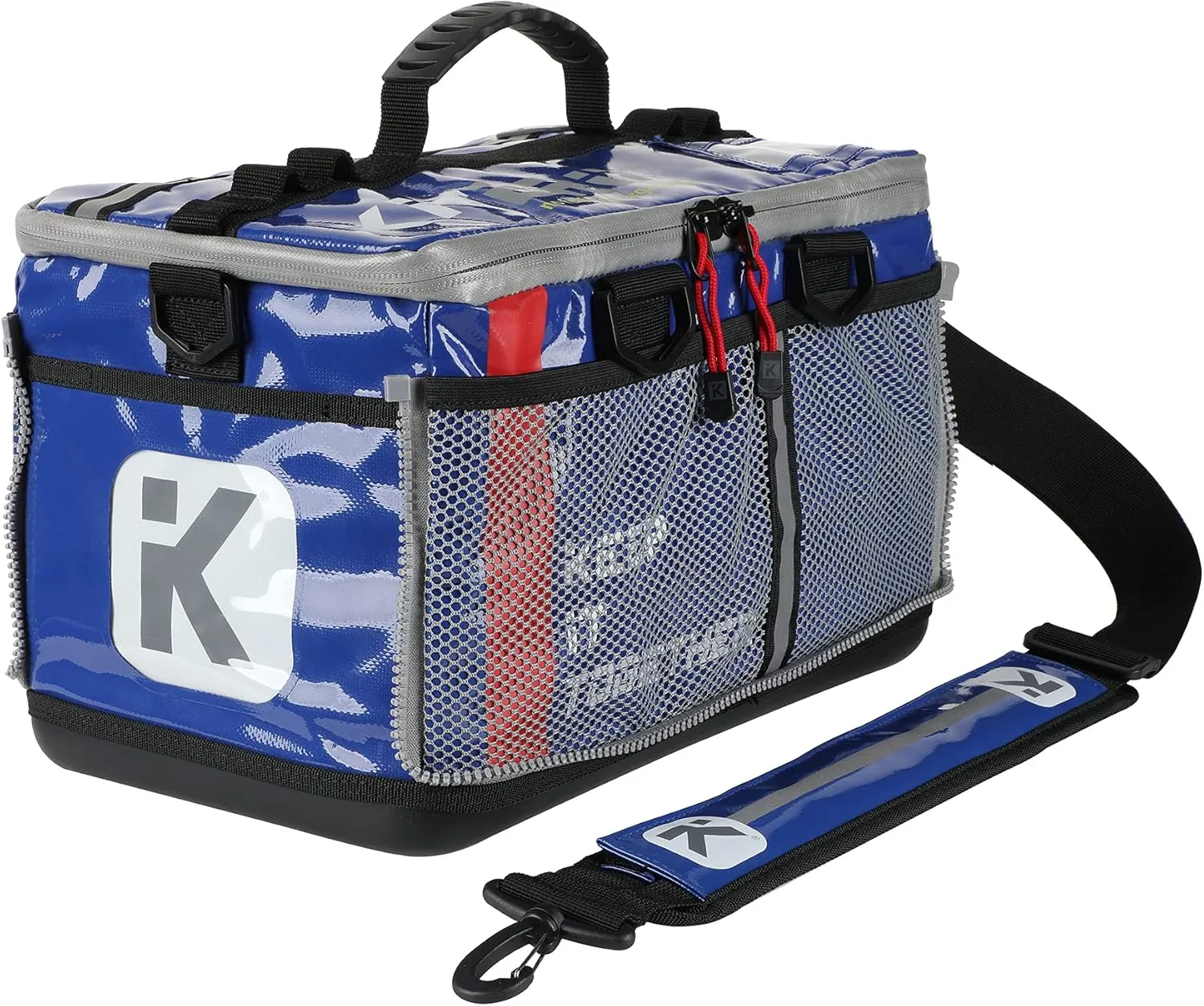 KitBrix Waterproof Sports Duffel Bag, Personal Item Travel Bag 15.3" x 9.4" x 9.4" - Solid Base - Built for Wet, Muddy Gear - Multi-Use Swimming, Gym, Soccer, Camping, Triathlon Transition Bag - Navy