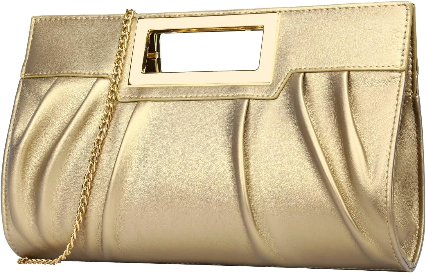 KKXIU Women Clutch Purse Elegant Pleated Evening Bag for Wedding Prom Bridal with Chain Strap
