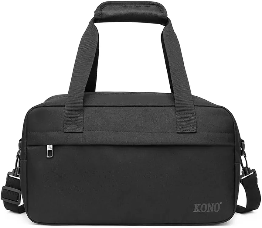 Kono Travel Duffel - 14L Under Seat Carry-On Sports Tote Gym Weekender Overnight Bag - 13.78"x7.87"x7.87" Black