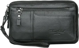 KPYWZER Leather Clutch Purse Wallet Men Wrist Bag