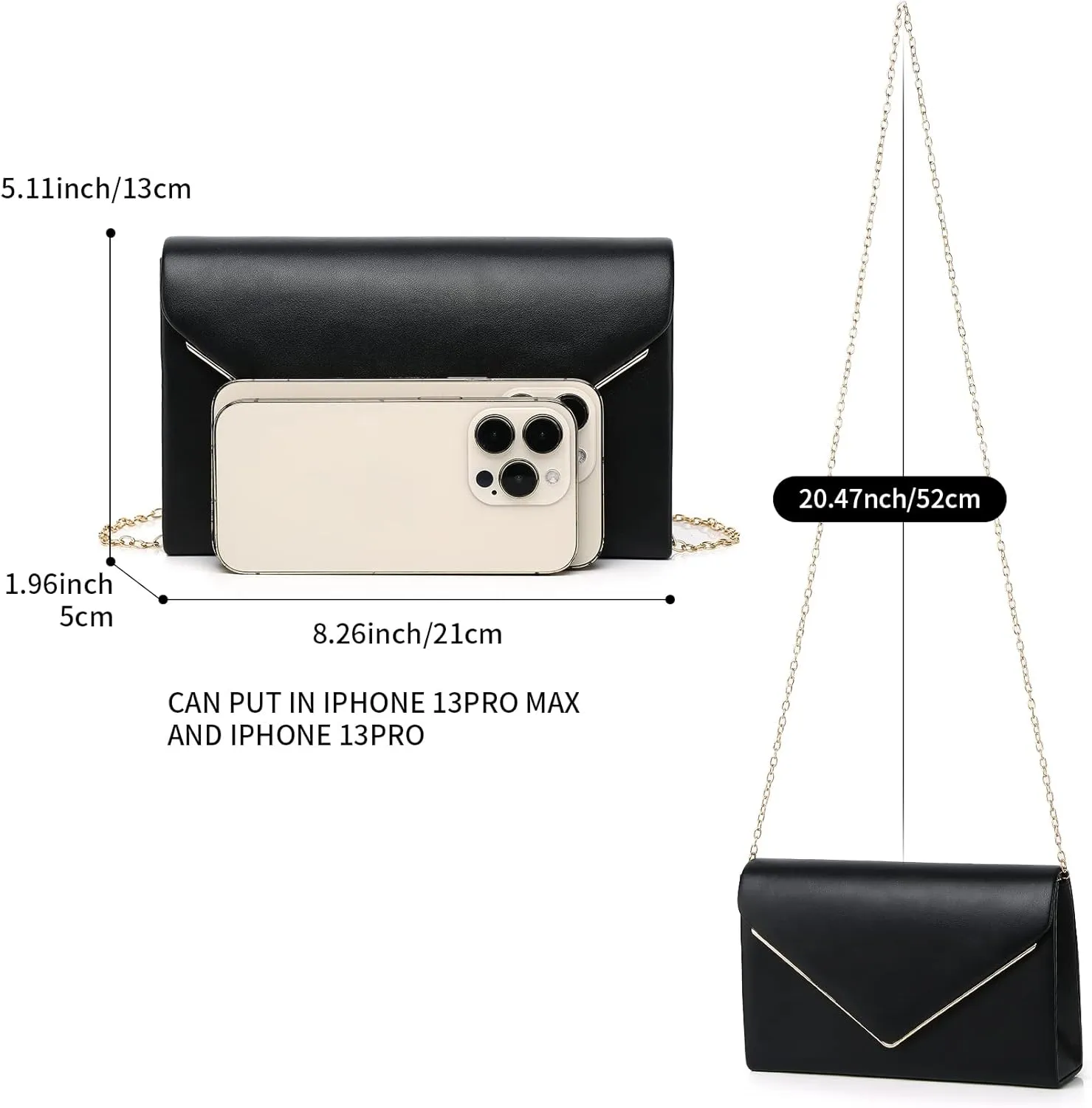 Labair Chic Vegan Leather Clutch Bag Envelope Clutch Purses for Women Evening Wedding Formal Party Handbag.