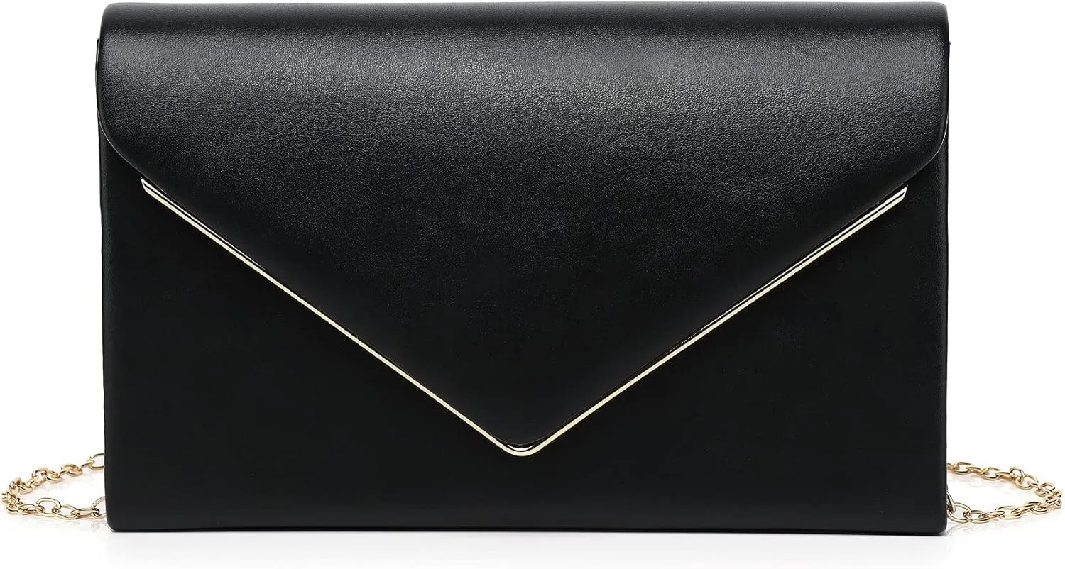 Labair Chic Vegan Leather Clutch Bag Envelope Clutch Purses for Women Evening Wedding Formal Party Handbag.