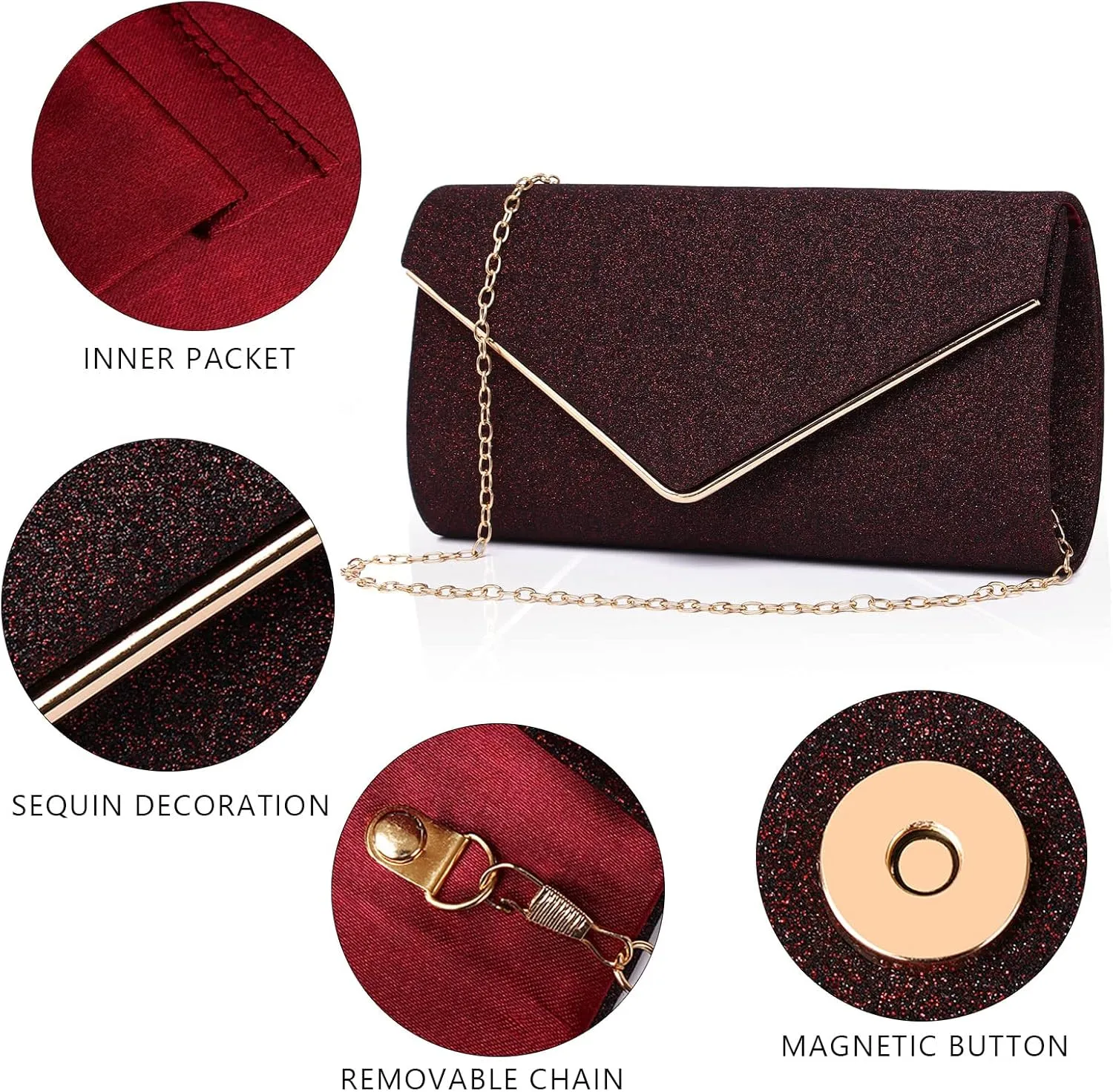 Labair Shining Envelope Clutch Purses for Women Evening Purses and Clutches For Wedding Party.