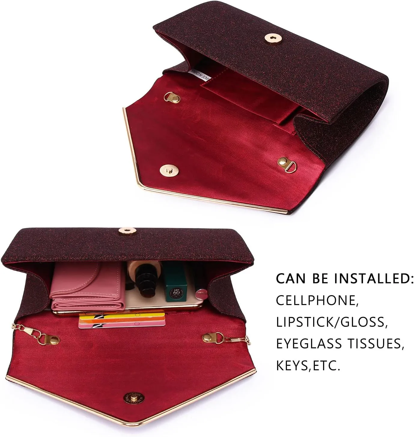 Labair Shining Envelope Clutch Purses for Women Evening Purses and Clutches For Wedding Party.