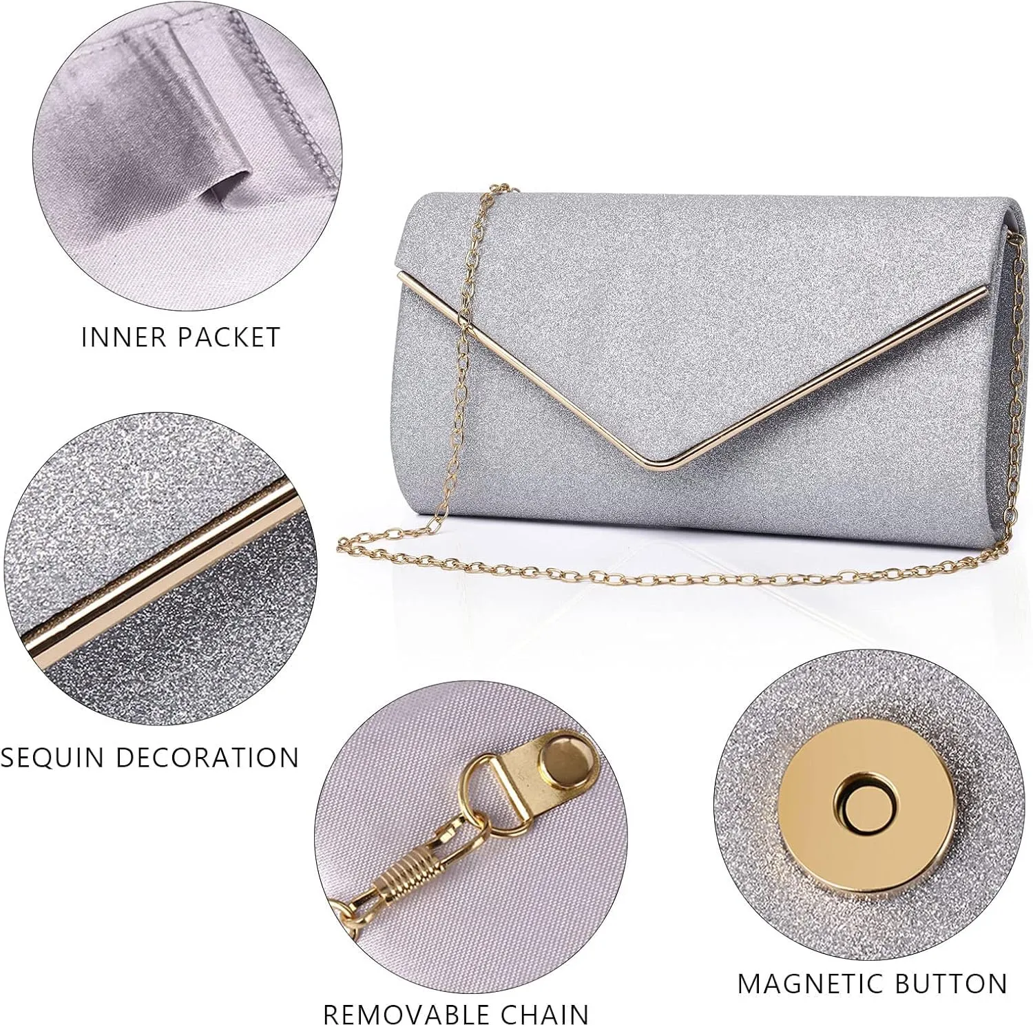 Labair Shining Envelope Clutch Purses for Women Evening Purses and Clutches For Wedding Party.