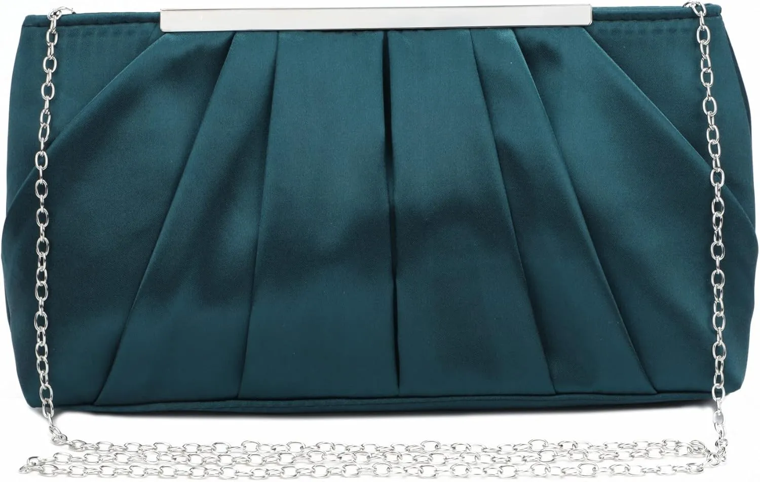 Lanpet Women's Satin Evening Clutch Bag Elegant Pleated Formal Handbag Simple Classic Purse for Women