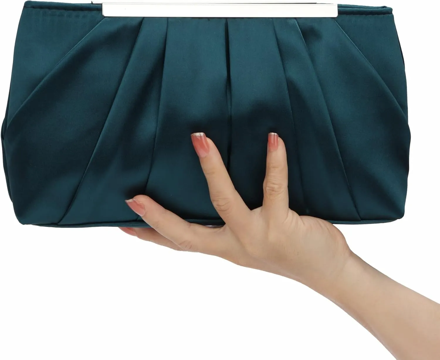 Lanpet Women's Satin Evening Clutch Bag Elegant Pleated Formal Handbag Simple Classic Purse for Women
