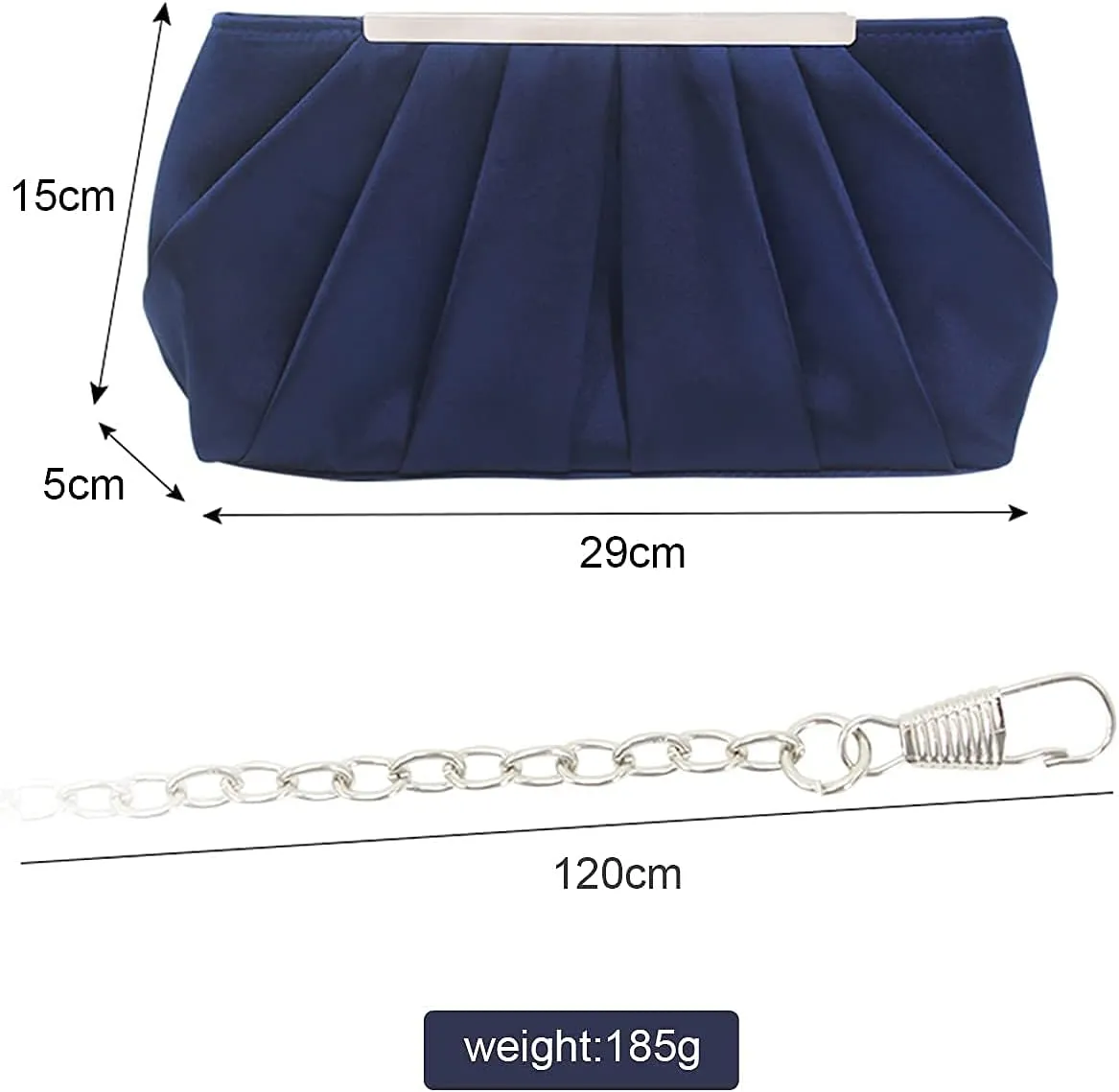 Lanpet Women's Satin Evening Clutch Bag Elegant Pleated Formal Handbag Simple Classic Purse for Women