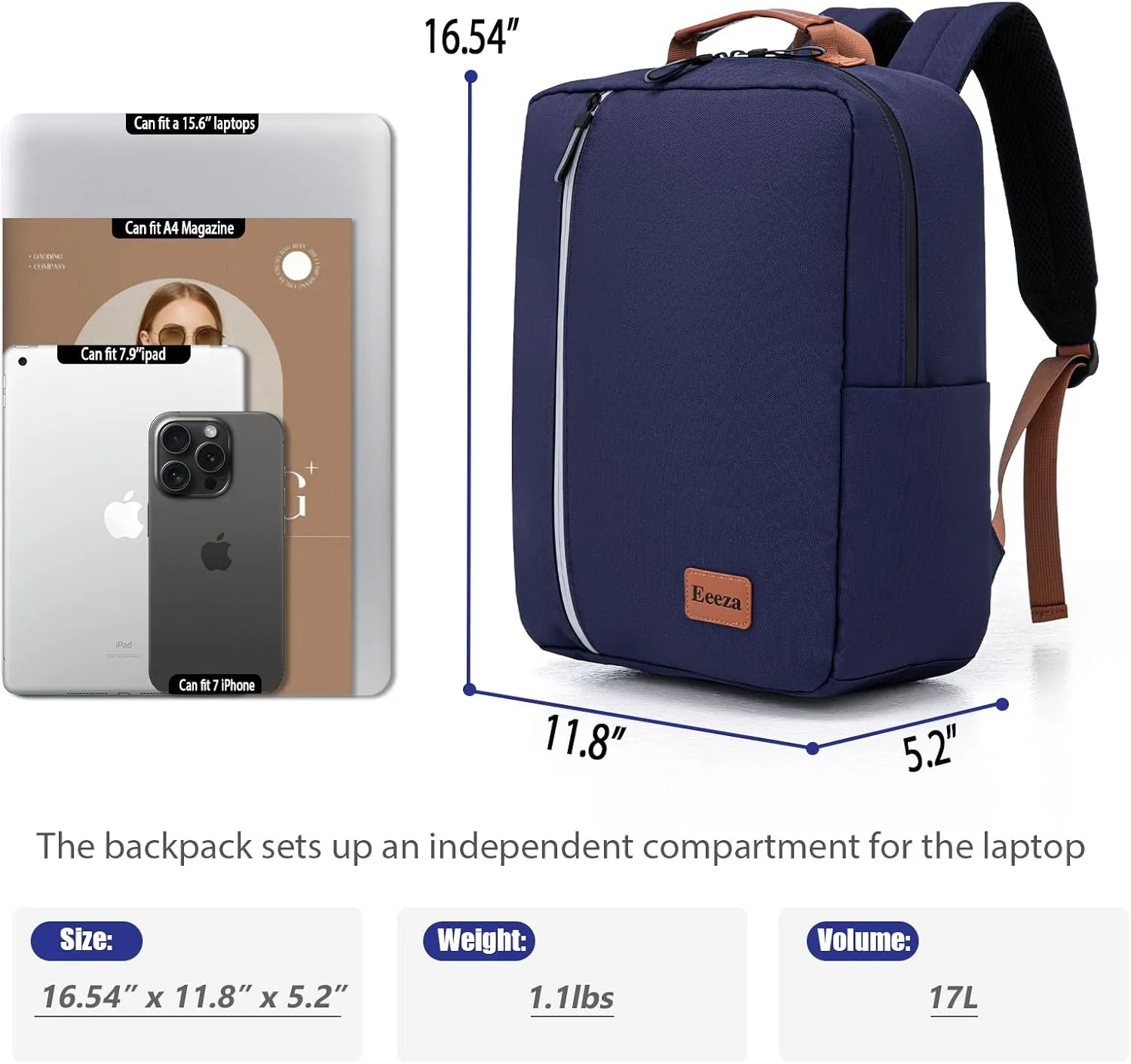 Laptop Backpack, Durable Lightweight Travel Backpack Featuring Spacious Main Laptop Compartment, Functionality for Travel, School, Daily Use