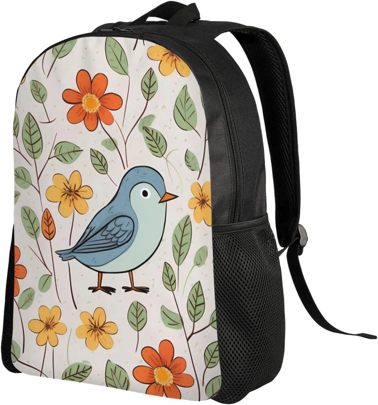 Laptop Backpack for Women Men Carry-on Backpack bird and flower Daypack Lightweight Travel Shoulder Bags