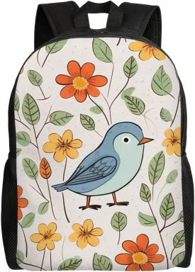 Laptop Backpack for Women Men Carry-on Backpack bird and flower Daypack Lightweight Travel Shoulder Bags