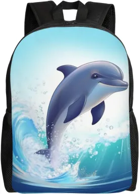 Laptop Backpack for Women Men Carry-on Backpack Cute Dolphin Daypack Lightweight Travel Shoulder Bags