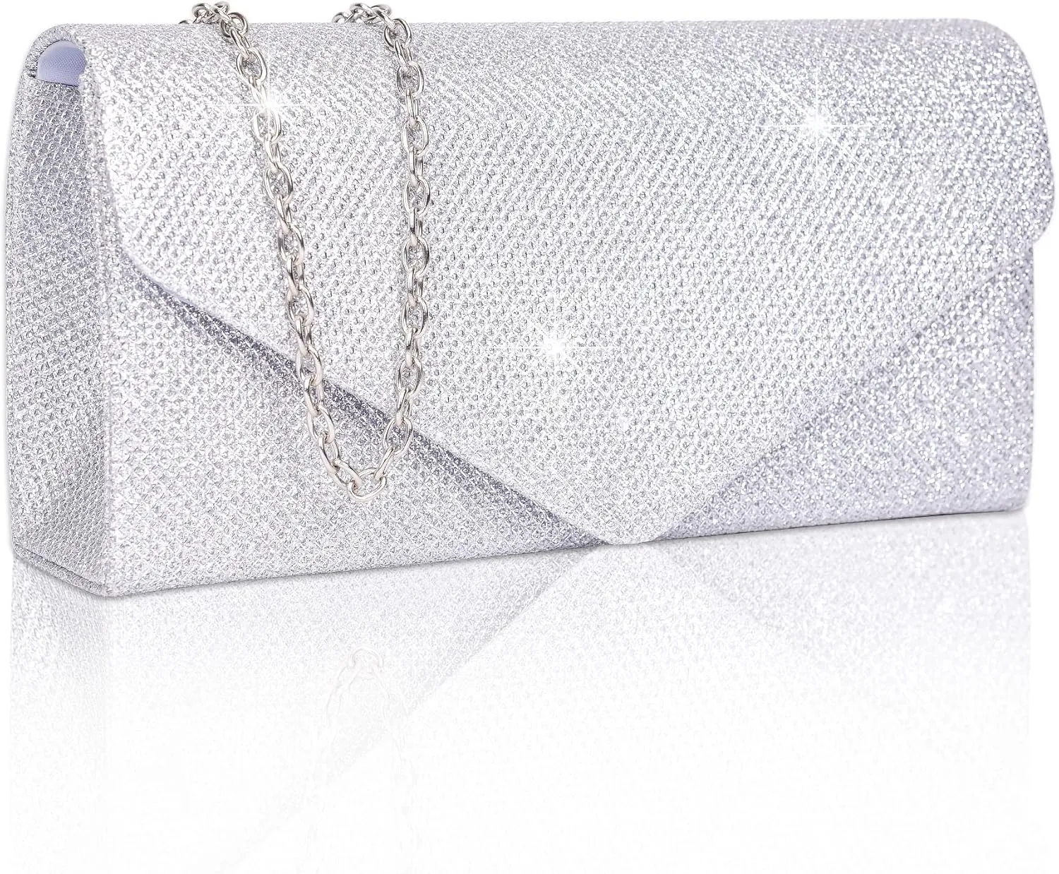 Larcenciel Clutch Purses for Women, Sparkly Sequin Envelope Clutch Evening Bag w/Chain, Elegant Party Prom Dress Bride Purse