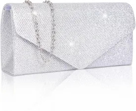 Larcenciel Clutch Purses for Women, Sparkly Sequin Envelope Clutch Evening Bag w/Chain, Elegant Party Prom Dress Bride Purse