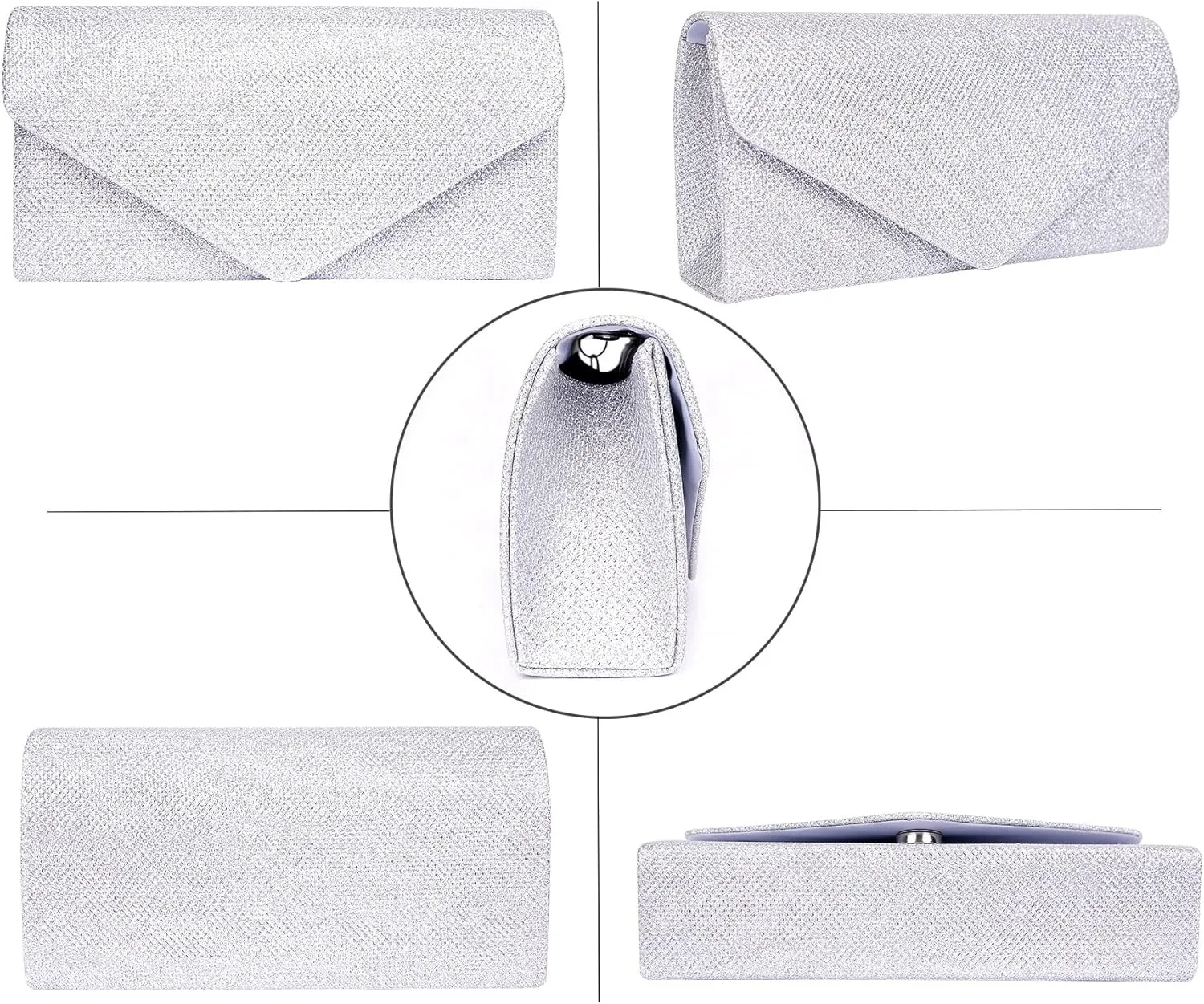 Larcenciel Clutch Purses for Women, Sparkly Sequin Envelope Clutch Evening Bag w/Chain, Elegant Party Prom Dress Bride Purse