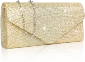 Larcenciel Clutch Purses for Women, Sparkly Sequin Envelope Clutch Evening Bag w/Chain, Elegant Party Prom Dress Bride Purse