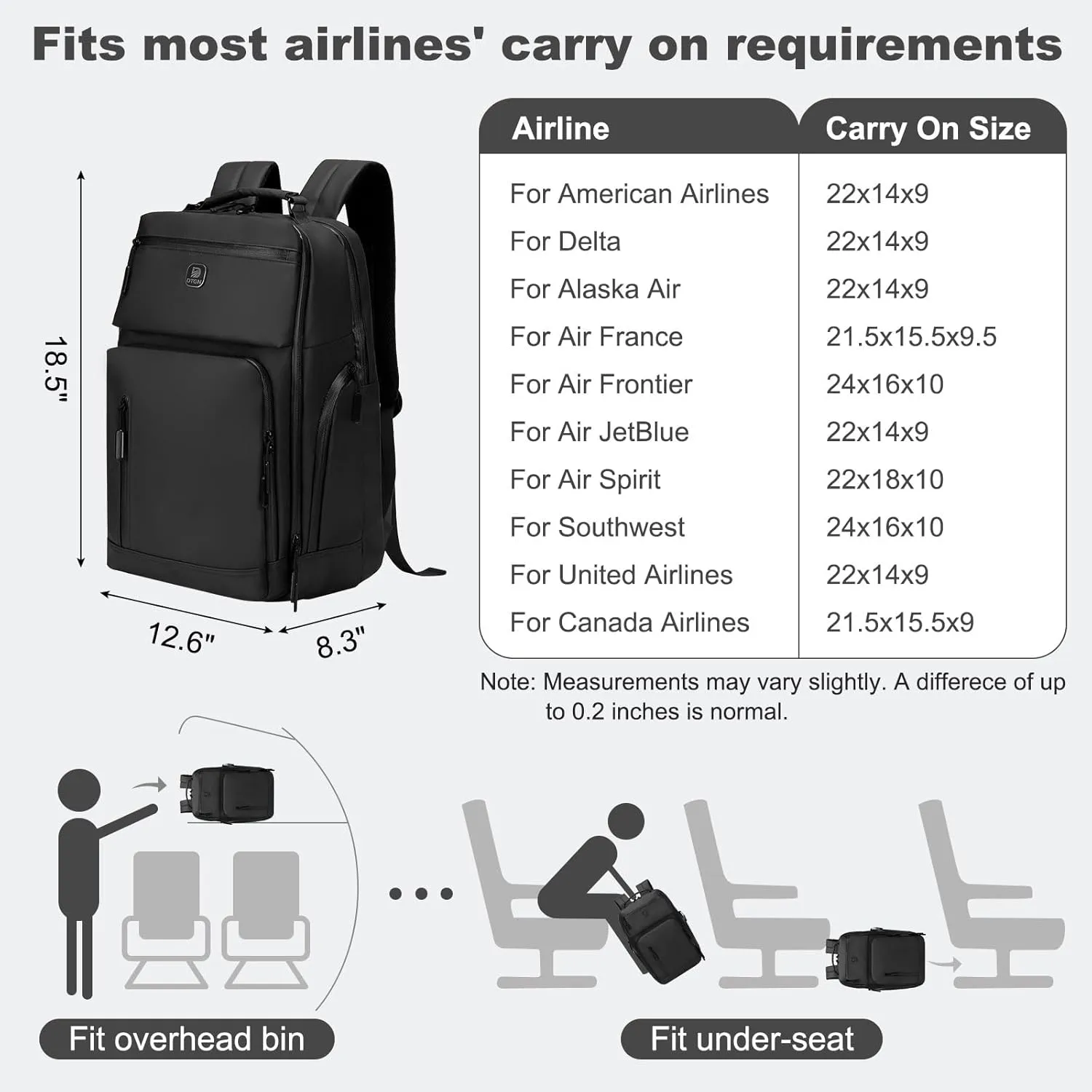 Large Capacity Water Resistant Laptop Backpack, 17 Inch Airplane Approved Durable Bag for College, Business Travel, Black