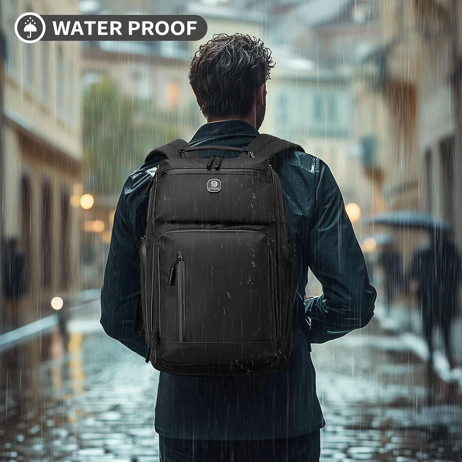 Large Capacity Water Resistant Laptop Backpack, 17 Inch Airplane Approved Durable Bag for College, Business Travel, Black