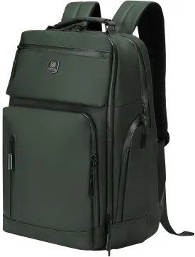 Large Capacity Water Resistant Laptop Backpack, 17 Inch Airplane Approved Durable Bag for College, Business Travel, Green
