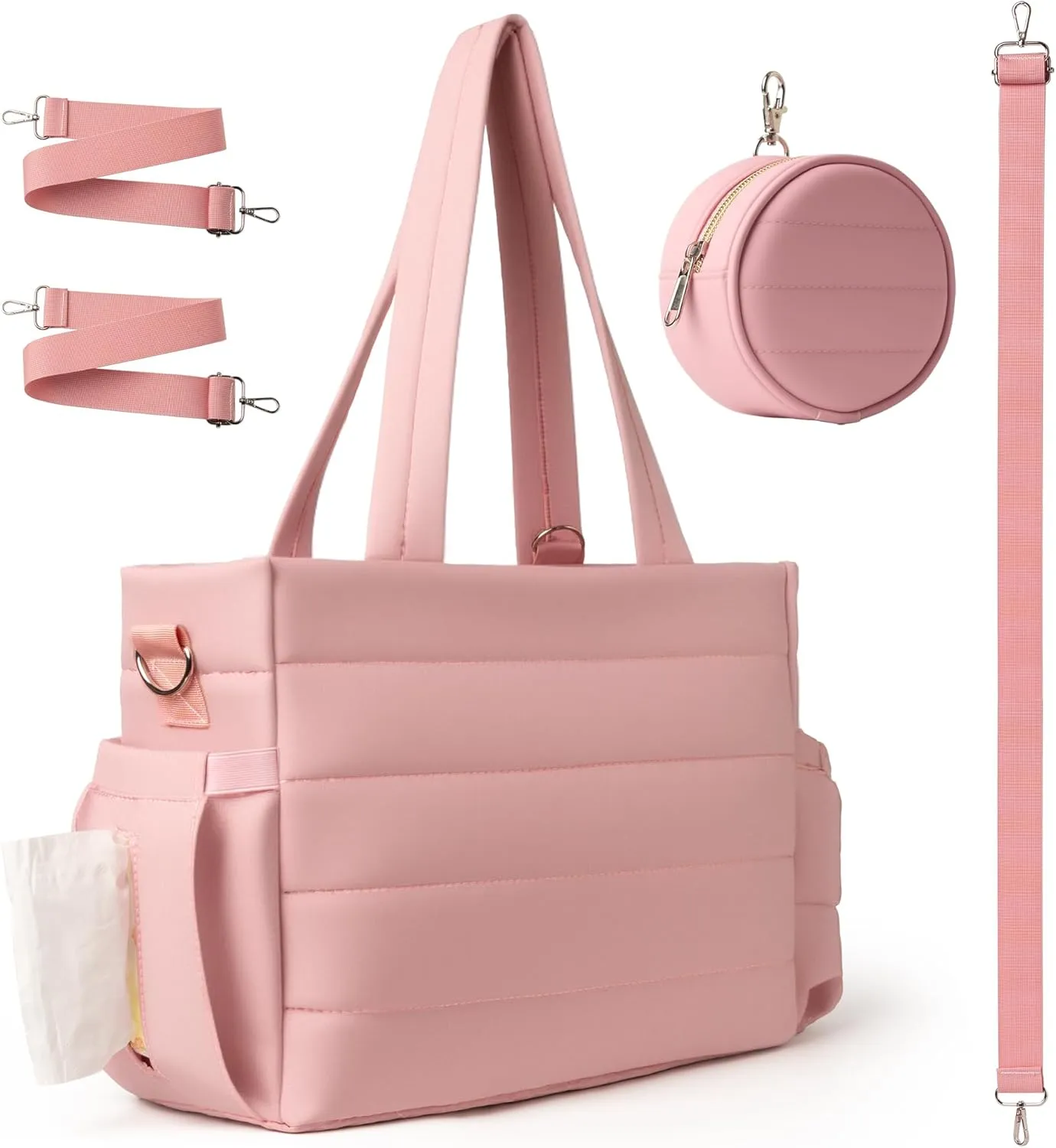 Large Diaper Bag Tote for Women, Crossbody Mommy Bag with Waterproof Bult-in Removable Diaper Bag, Hospital Travel Organizer