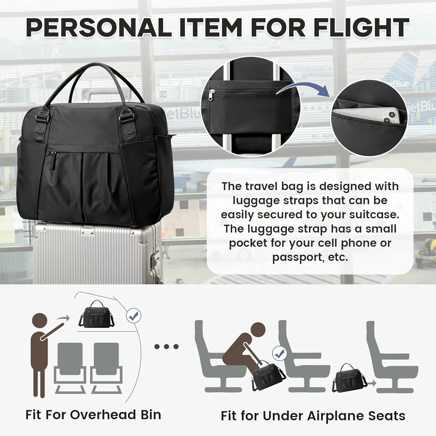 Large Weekender Bag for Women, Travel Duffle Bag with Shoe Compartment, Carry on Gym Bags Waterproof Overnight Bags Bolso de Viaje