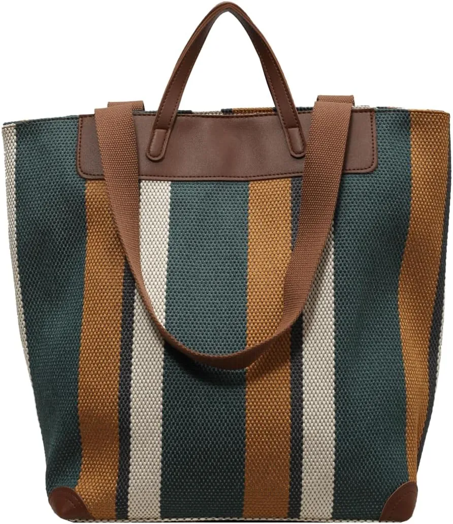 Large Women's Work Tote Bag  Laptop Compartment,Canvas Shoulder Bag for Office & Daily Use,Tote Bag with Spacious Storage