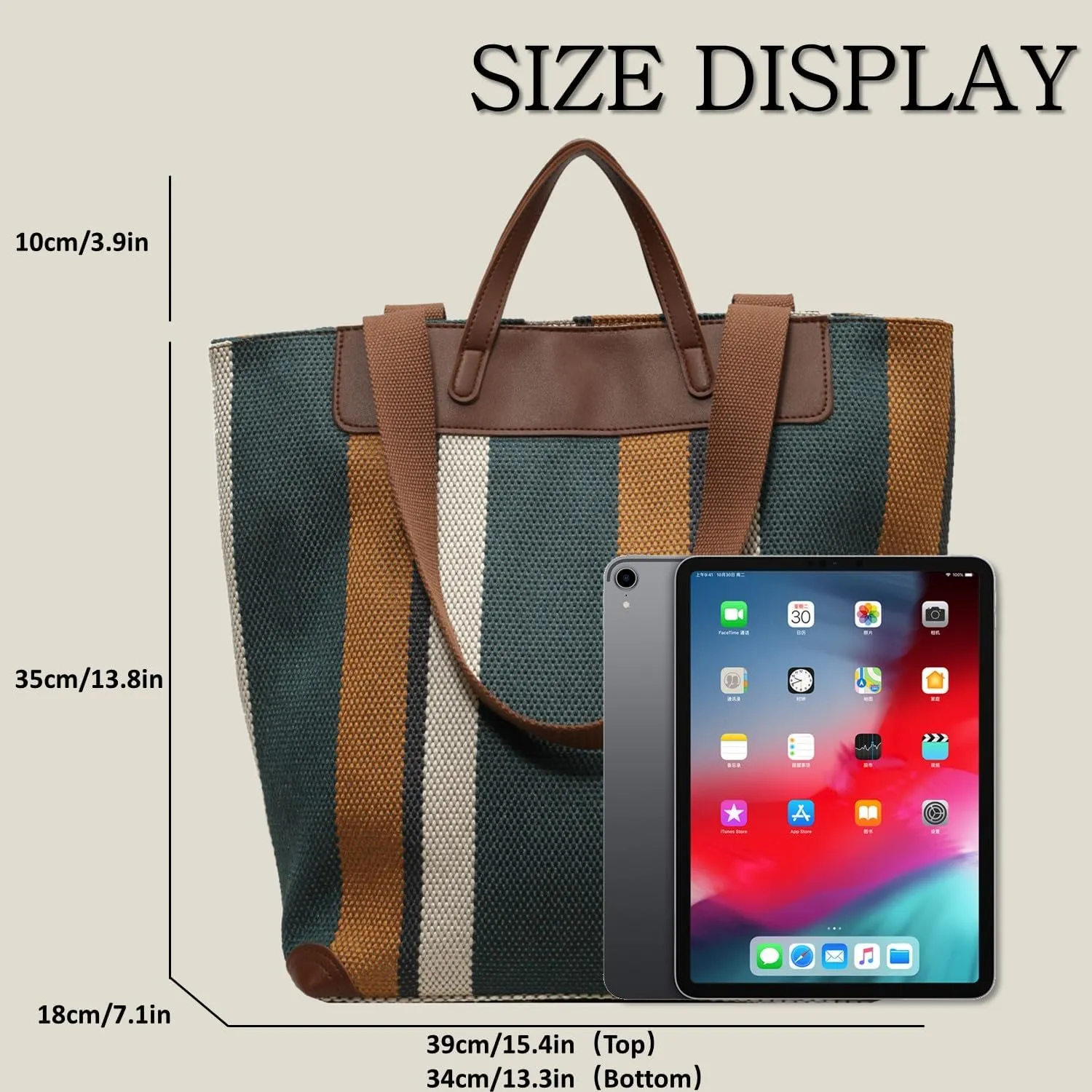 Large Women's Work Tote Bag  Laptop Compartment,Canvas Shoulder Bag for Office & Daily Use,Tote Bag with Spacious Storage