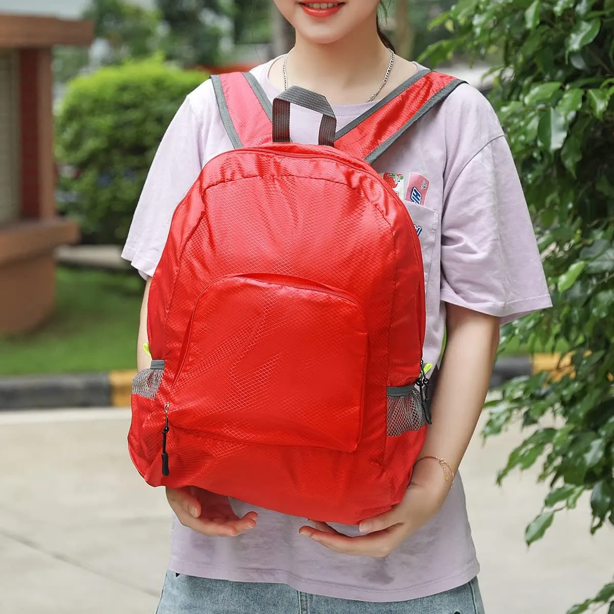 Lightweight foldable backpack outdoor mountaineering bag travel backpack grey