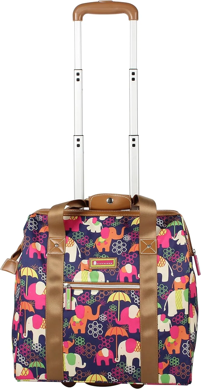 Lily Bloom Design Pattern Carry on Bag Wheeled Cabin Tote (Elephant Rain)