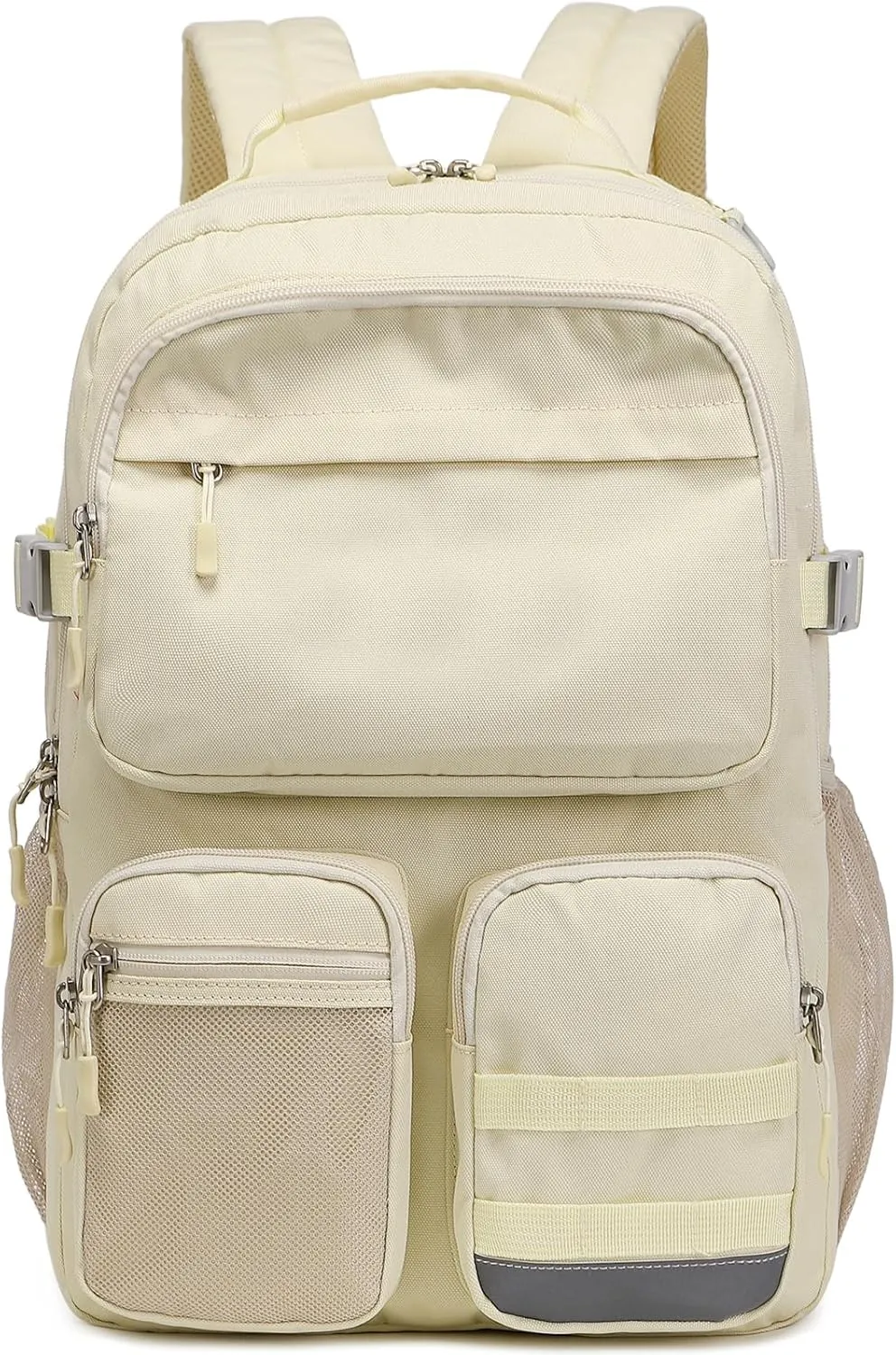 Lohol Water Resistant Backpack with Multifunctional Pockets for Teens, Durable Bookbag fits 15.6 inch Laptop for School Travel College, 25L (Beige)