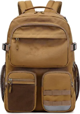 Lohol Water Resistant Backpack with Multifunctional Pockets for Teens, Durable Bookbag fits 15.6 inch Laptop for School Travel College, 25L (Brown)