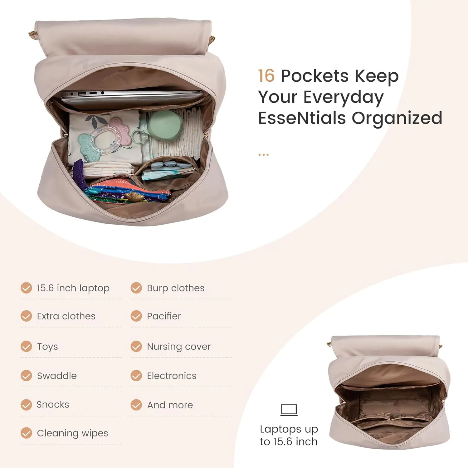 LOVEVOOK Diaper Bag Backpack, Baby Travel Bags for Boys & Girl, Toddler Diaper Bag with Changing Station & Pacifier Case, Paaleras Para Bebe Nia & Nio - Newborn Essentials Must Haves Mom