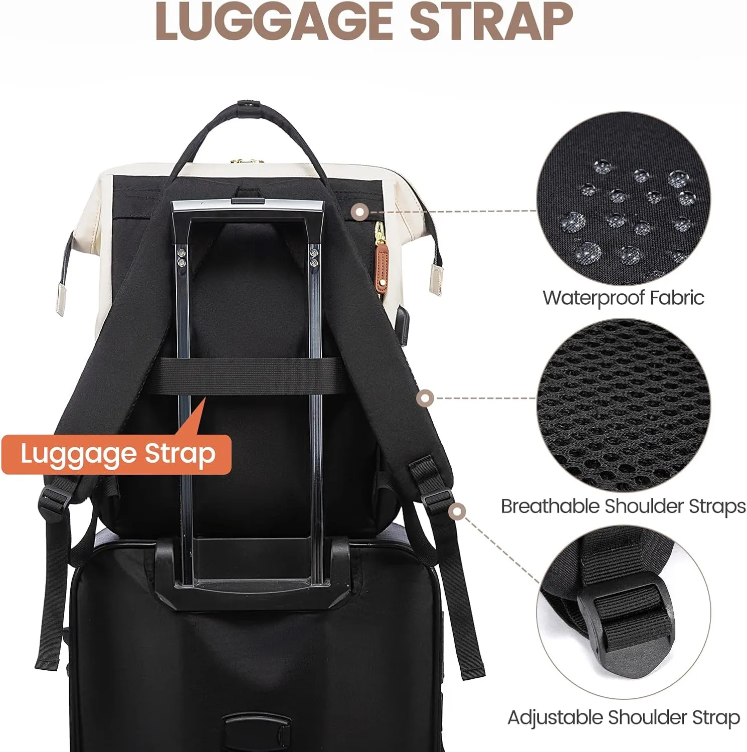 LOVEVOOK Laptop Backpack for Women, 15.6 Inch Work Business Backpacks Purse with USB Port, Large Capacity Nurse Bag College Bookbag for School, Waterproof Casual Daypack for Travel