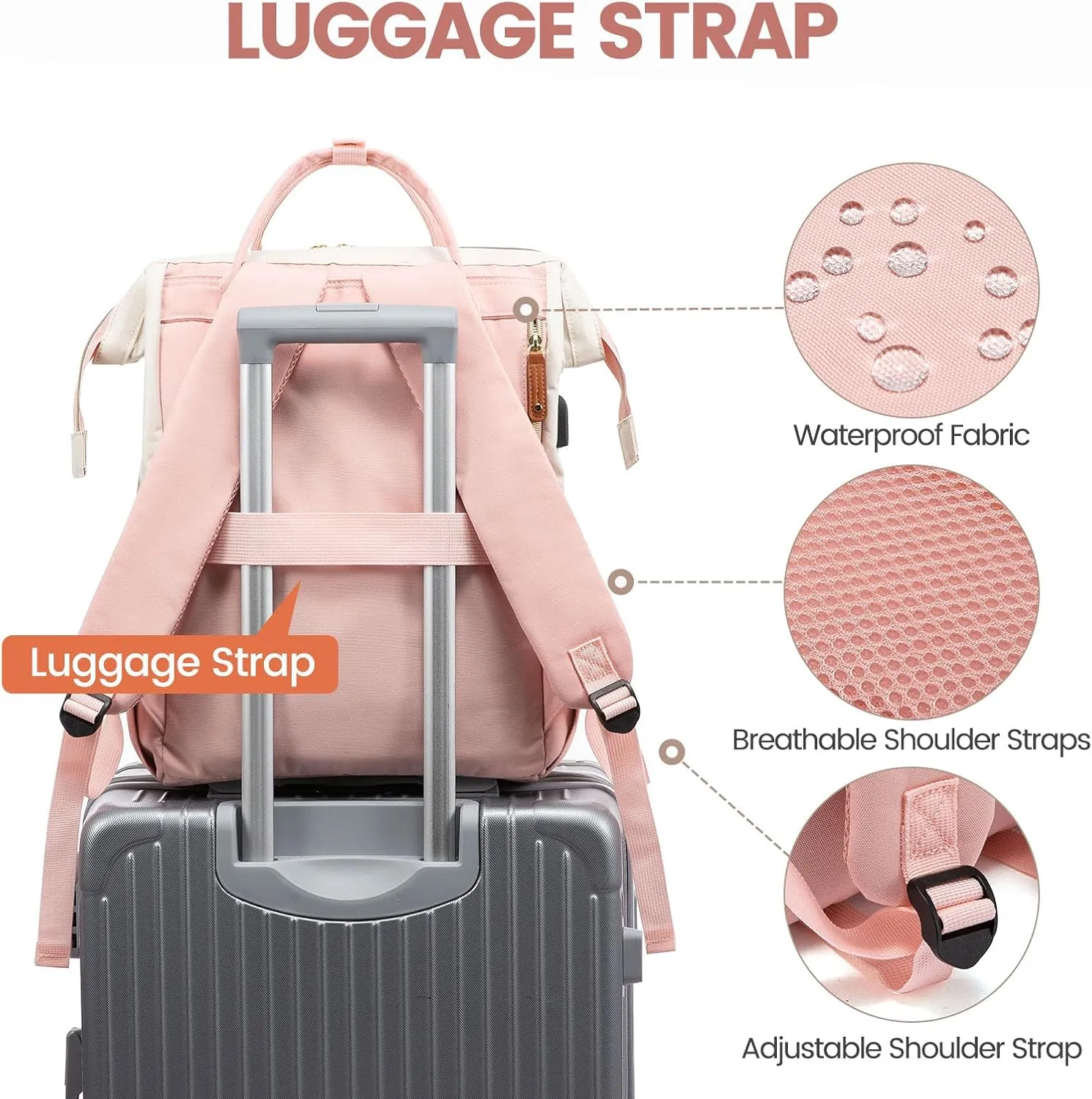 LOVEVOOK Laptop Backpack for Women, 15.6 Inch Work Business Backpacks Purse with USB Port, Large Capacity Nurse Bag College Bookbag for School, Waterproof Casual Daypack for Travel