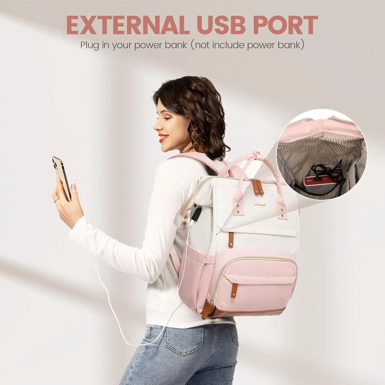 LOVEVOOK Laptop Backpack for Women, 15.6 Inch Work Business Backpacks Purse with USB Port, Large Capacity Nurse Bag College Bookbag for School, Waterproof Casual Daypack for Travel