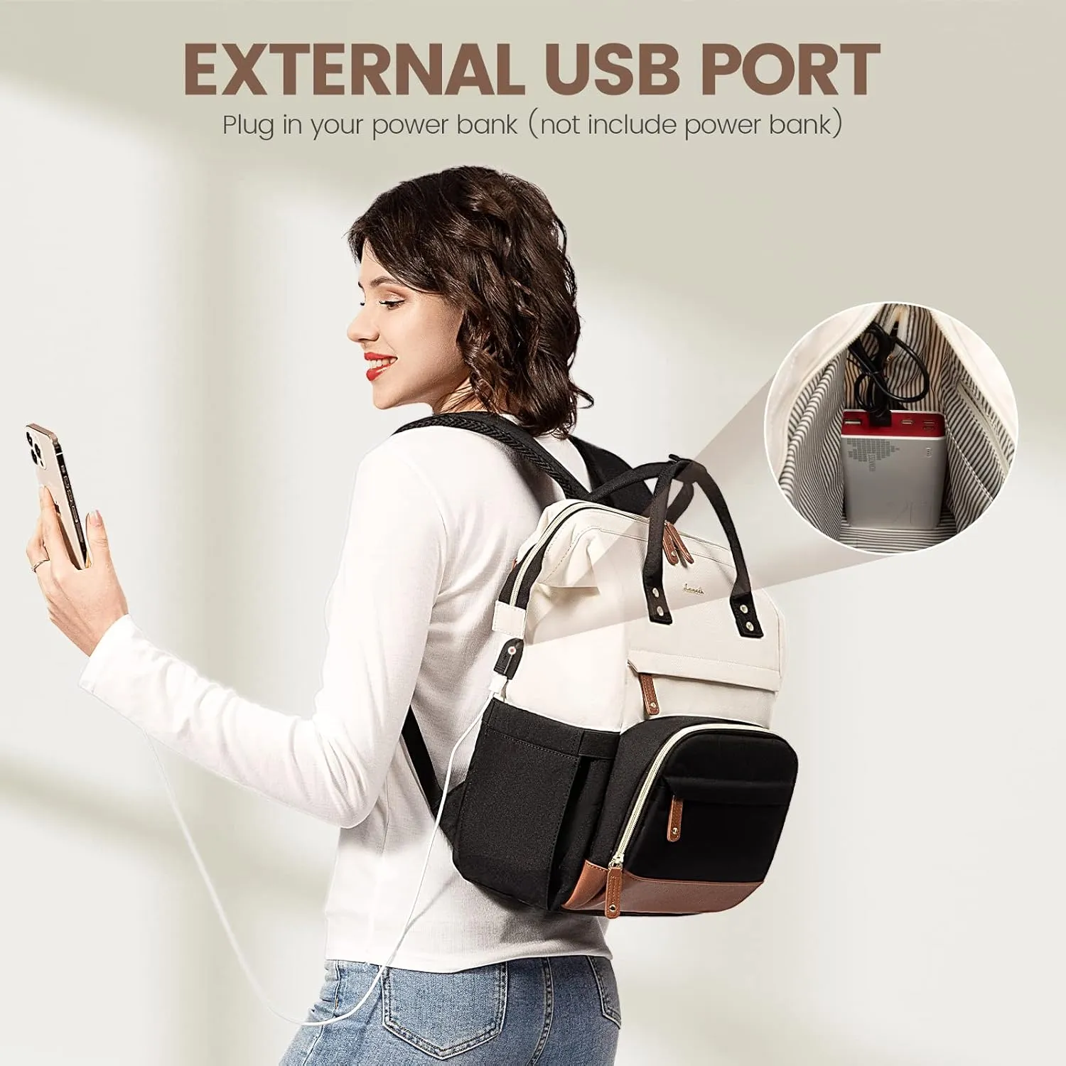 LOVEVOOK Laptop Backpack for Women, 15.6 Inch Work Business Backpacks Purse with USB Port, Large Capacity Nurse Bag College Bookbag for School, Waterproof Casual Daypack for Travel