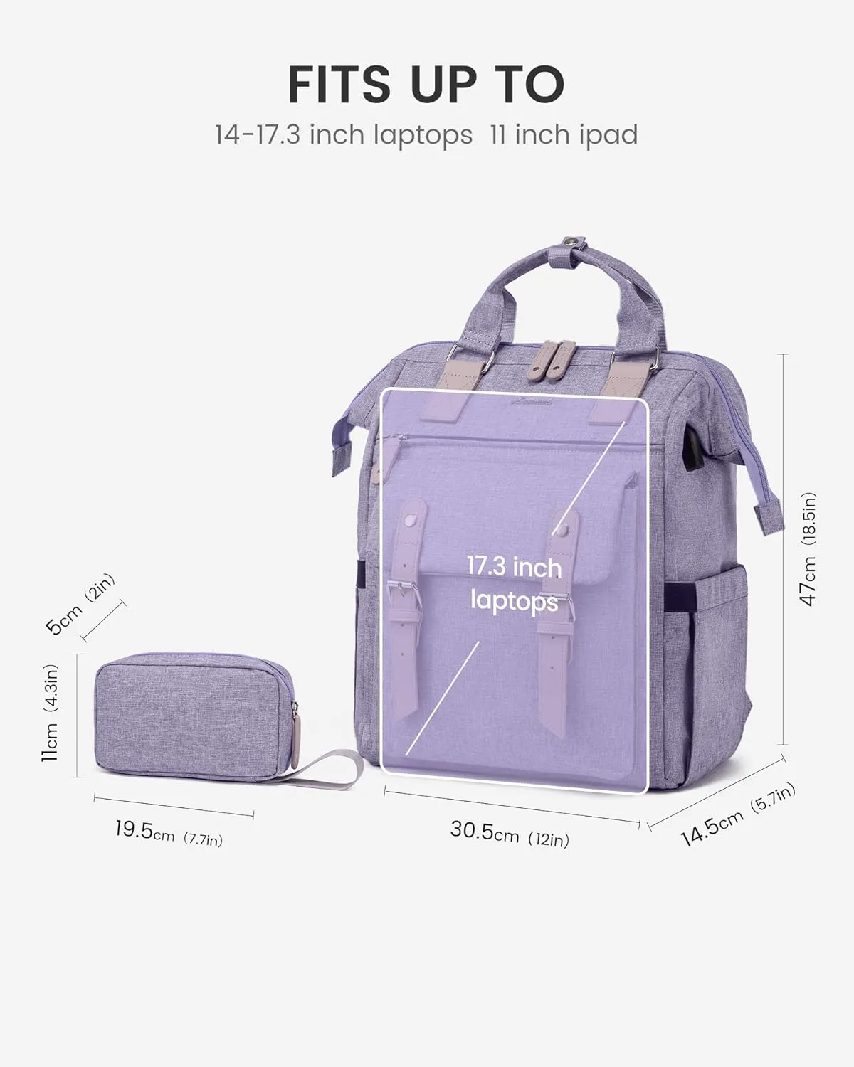 LOVEVOOK Laptop Backpack for Women, 17.3 Inch Teacher Nurse Bag Work Travel Computer Backpacks Purse, College Bookbag for School, Water Resistant Daypack