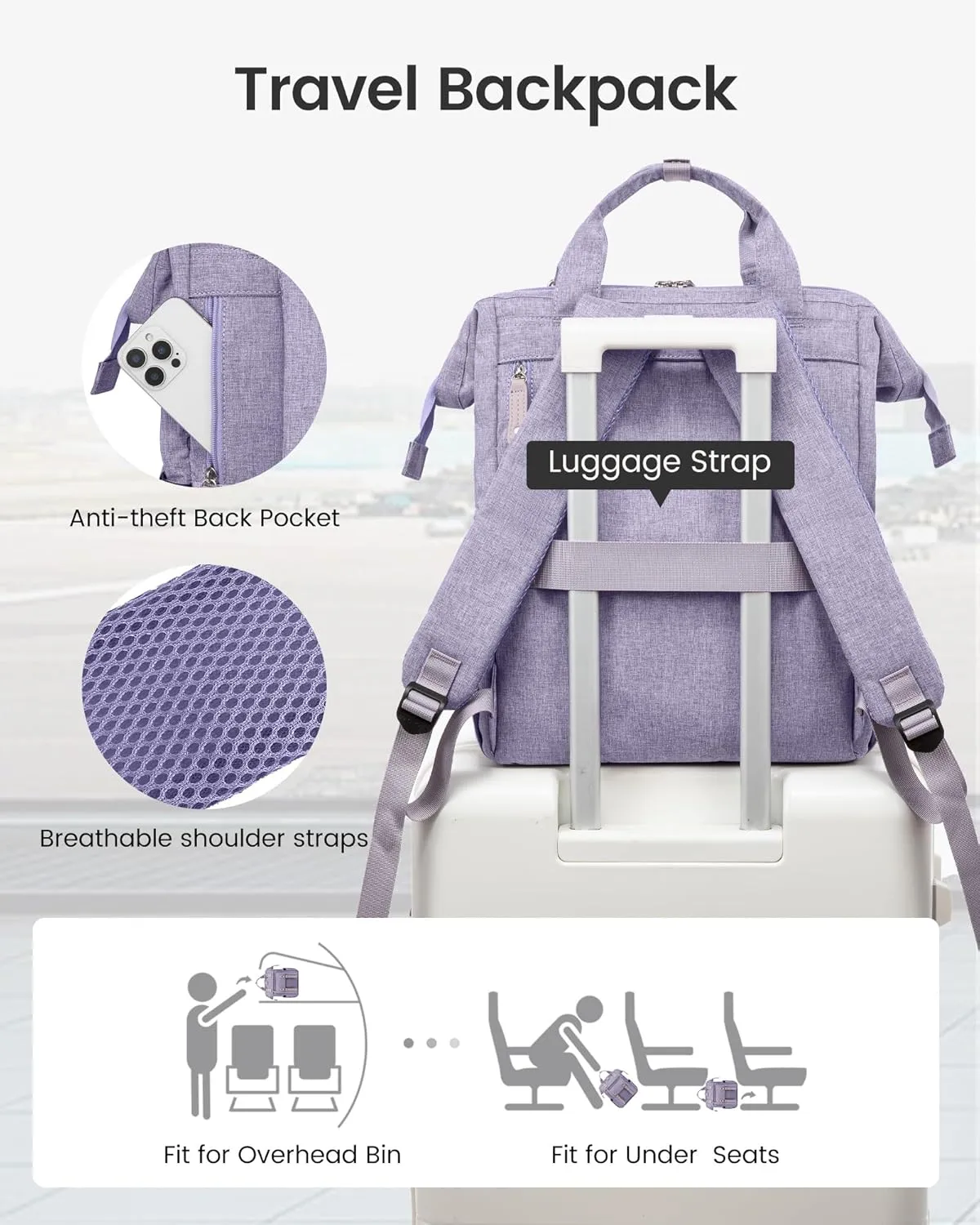 LOVEVOOK Laptop Backpack for Women, 17.3 Inch Teacher Nurse Bag Work Travel Computer Backpacks Purse, College Bookbag for School, Water Resistant Daypack