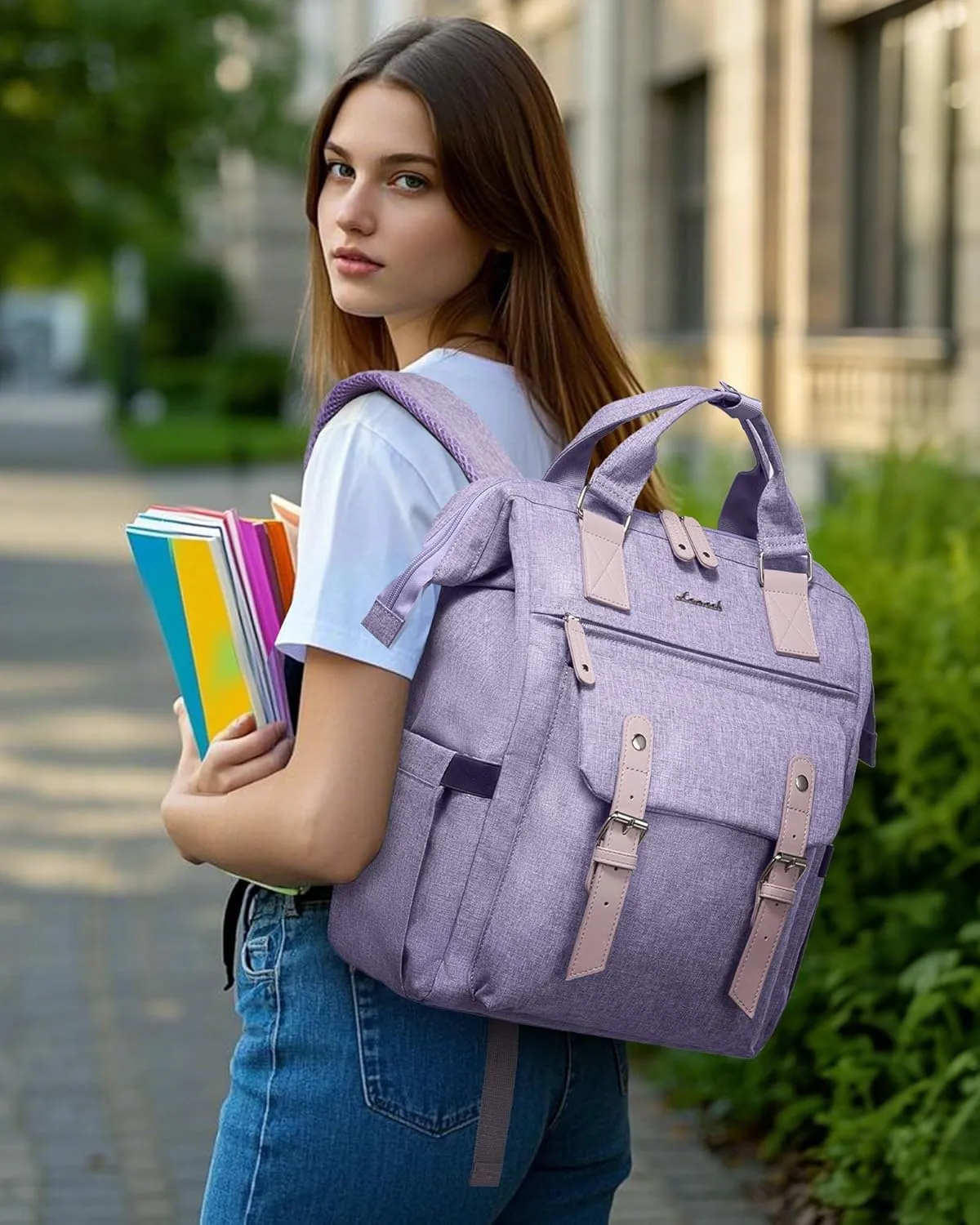 LOVEVOOK Laptop Backpack for Women, 17.3 Inch Teacher Nurse Bag Work Travel Computer Backpacks Purse, College Bookbag for School, Water Resistant Daypack