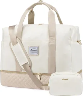 LOVEVOOK Travel Duffel Bag, 18inch Weekender Bags for Women with Shoe Compartment35L Carry on Overnight Bag with Toiletry Bag, Gym Duffel Bag with Wet Pocket, Hospital Bags for Labor and Deliver