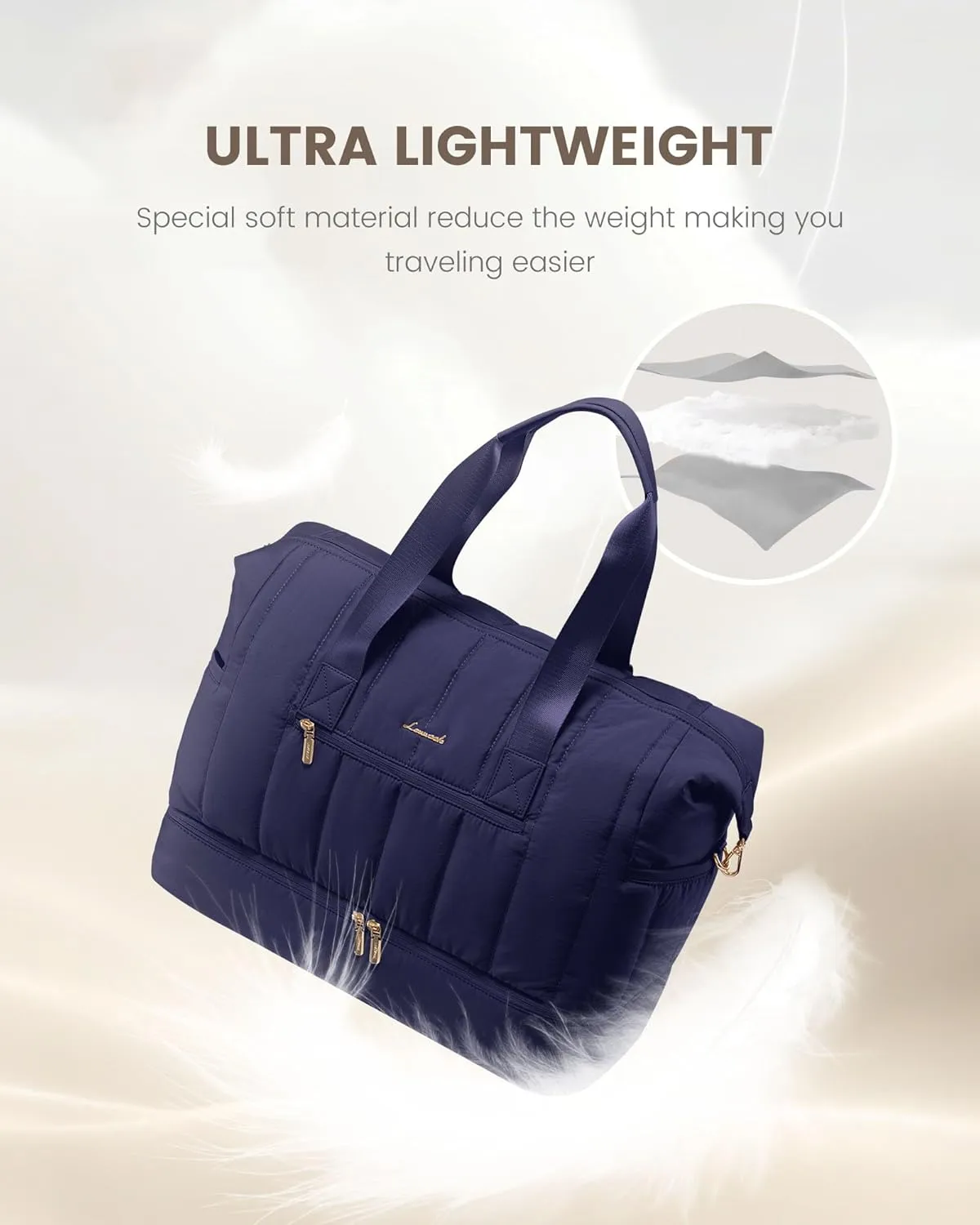 LOVEVOOK Travel Duffle Bag,Puffer Weekender Bags For Women with Shoe Compartment,42L Carry On Overnight Duffel Bag For Airplanes,Hospital Bag for Labor and Delivery,2Pcs Set