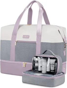 LOVEVOOK Weekender Bag, Large Travel Duffel Bag for Women with 2 Packing Cubes, Carry on Overnight Bag with Shoe Compartment, Mom Hospital Bags for Labor and Delivery