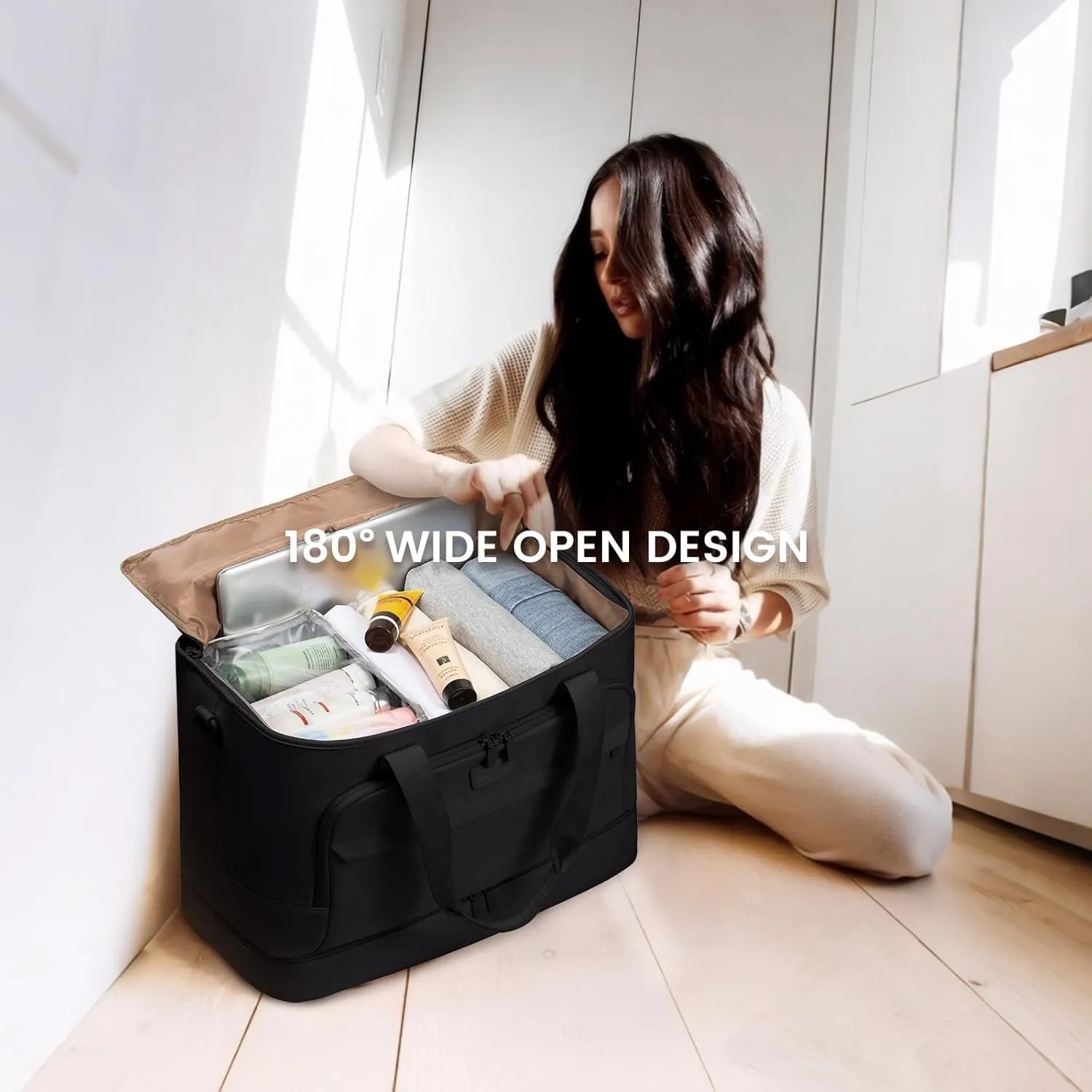 LOVEVOOK Weekender Bags for Women Travel, Large Personal Item Travel Overnight Bag, Carry on Duffle Bags with Shoe Compartment, Toiletry Bag, Wet Pocket, for Airplane, Hospital Labor Delivery