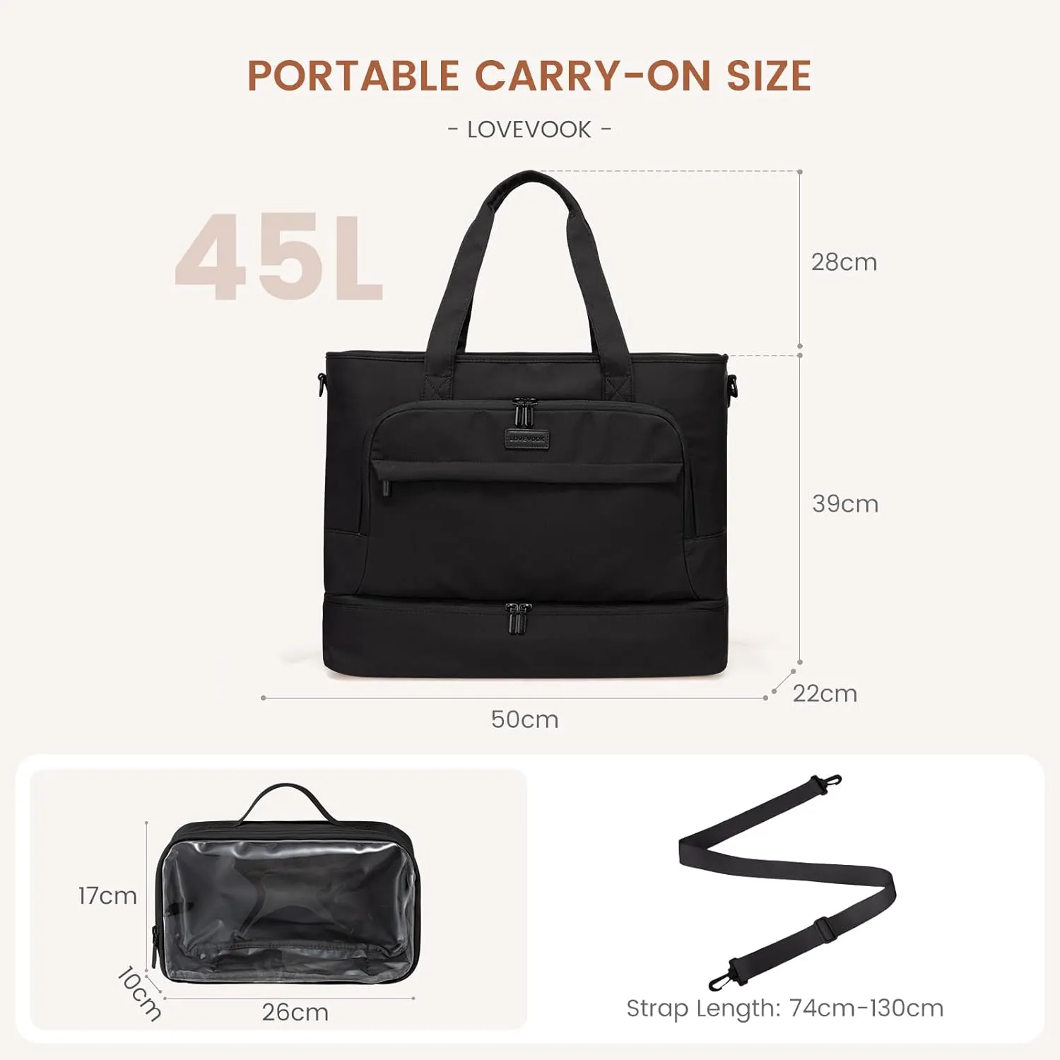 LOVEVOOK Weekender Bags for Women Travel, Large Personal Item Travel Overnight Bag, Carry on Duffle Bags with Shoe Compartment, Toiletry Bag, Wet Pocket, for Airplane, Hospital Labor Delivery