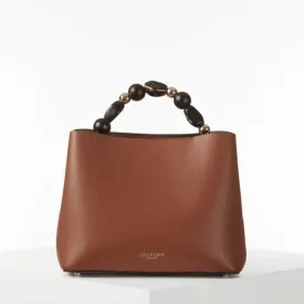 Luella Grey Danielle Beaded Handle Crossbody Tote in Conker