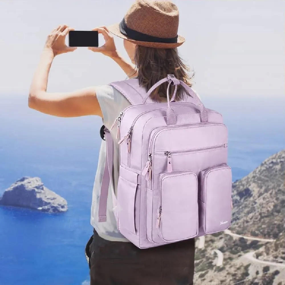 Mancro Laptop Backpack for Women, 15.6 Inch Backpack with USB Charging Port, Large Travel Backpacks for Women, College Backpack Gifts Laptop Backpacks, Purple